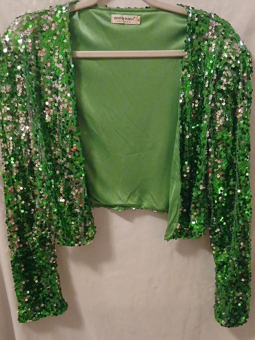 Anna-Kaci Green Sequin Party Bolero Jacket
